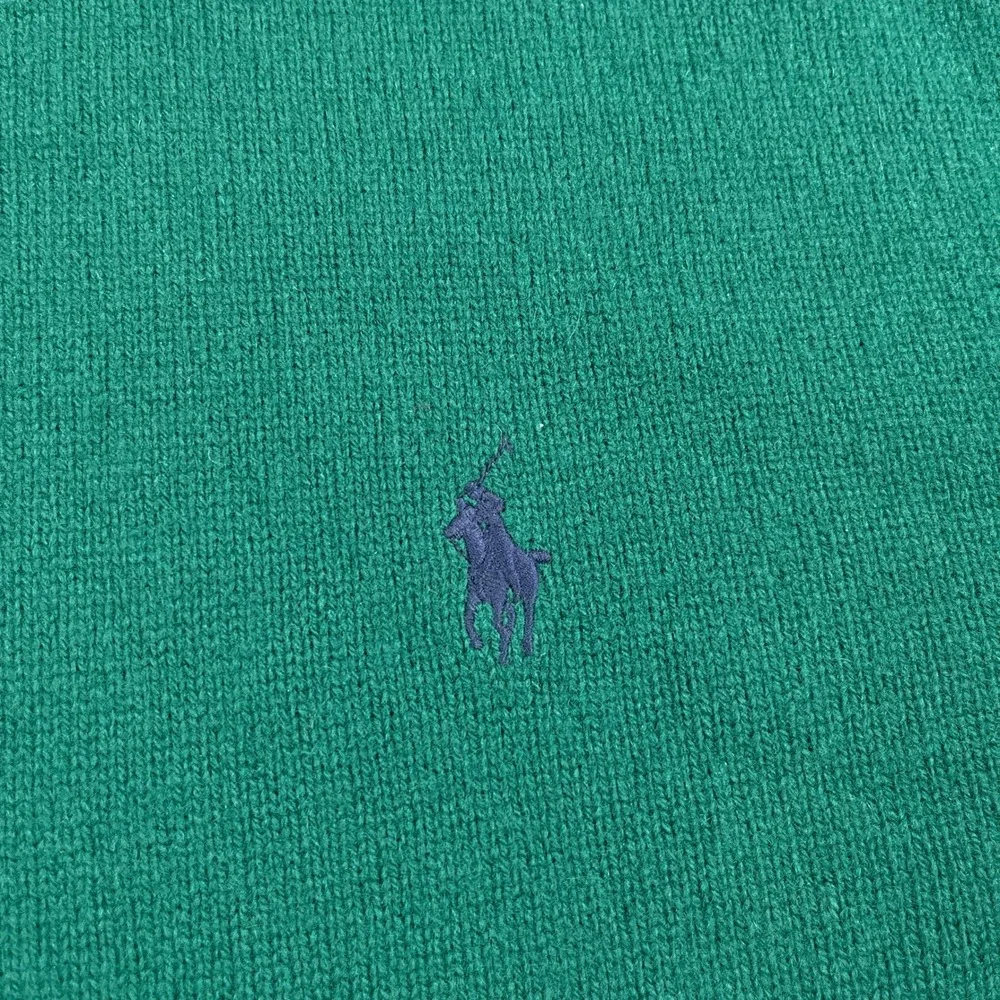 Polo Ralph Lauren Sweater Mens XXL Green Wool Quarter Zip Pullover Classic Logo